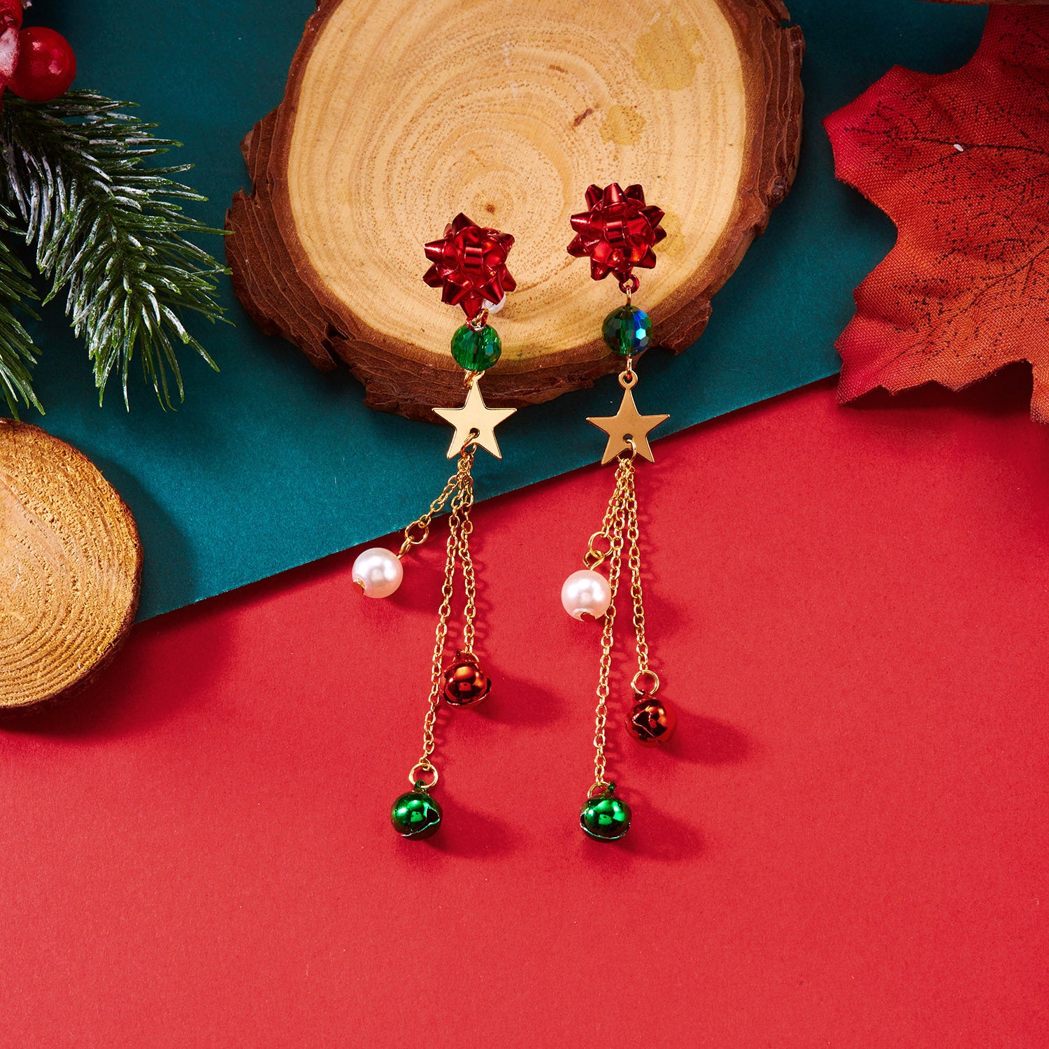 Wholesale Cute cartoon snowflake and snowman cookie pattern earrings